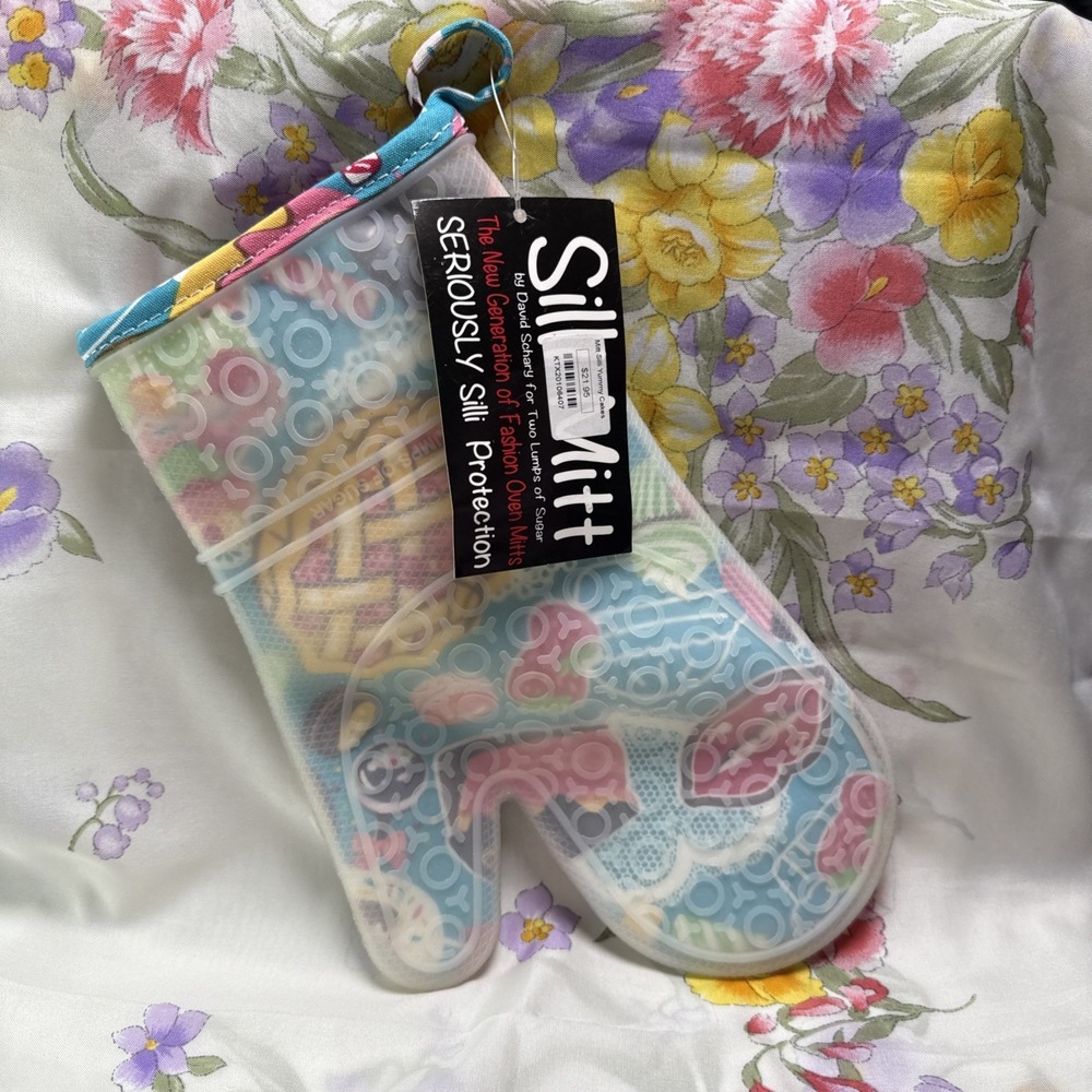 Sili Mitt Silicone Oven Mitt 12" Heat Resistant Food Print‎ Kitchen New